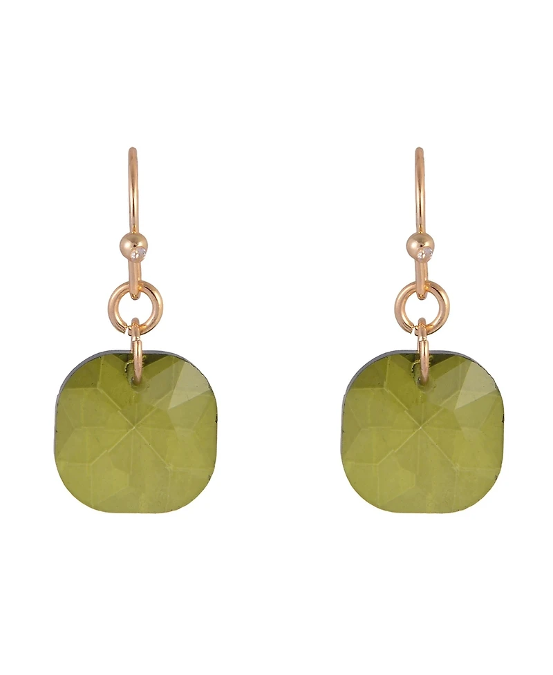 Laundry by Shelli Segal Gold Tone and Olivine Faceted Stone Drop Earrings