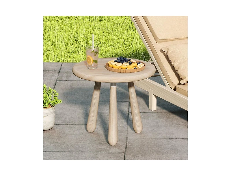 Slickblue Outdoor 18 Inch Mahogany Wood Side Table with Thickened Top