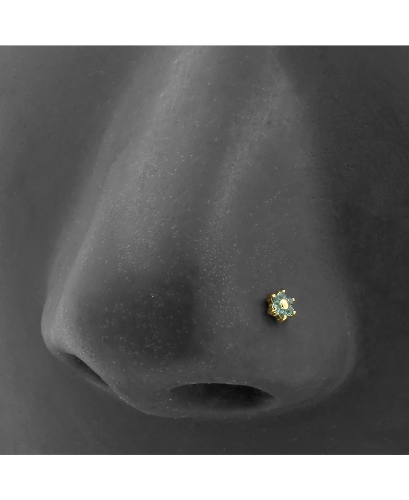 Curata Jewelry Solid 14k Yellow Gold Cubic Zirconia 3mm Flower Nose stud