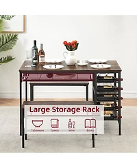 gaomon Dining Table Set for 4, Dining Room Table Set with Wine Rack & Storage Shelves