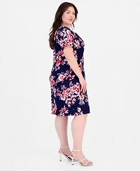 Connected Plus Printed Cutout-Neck Sheath Dress