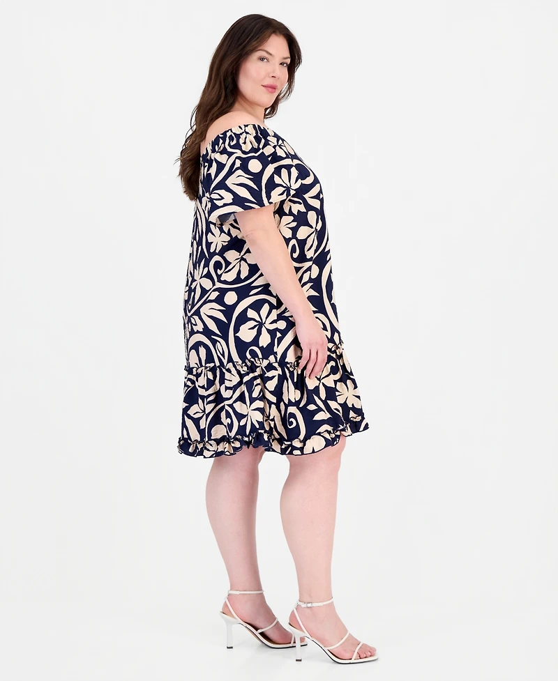 Robbie Bee Plus Printed Square-Neck Shift Dress