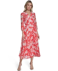 Calvin Klein Women's 3/4-Sleeve V-Neck Midi Dress