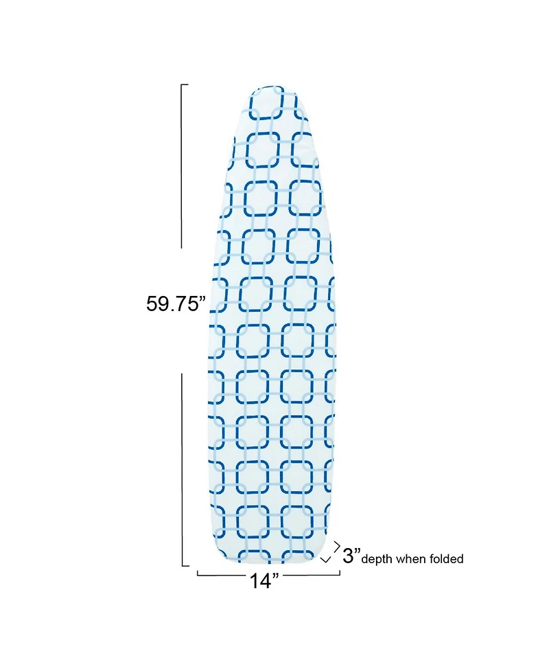 Household Essentials Arched T-Leg Ironing Board, Silver Frame, Geometric Pattern with Matching Feet