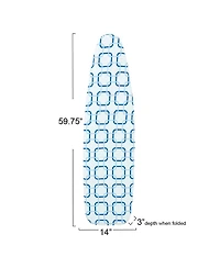 Household Essentials Arched T-Leg Ironing Board, Silver Frame, Geometric Pattern with Matching Feet