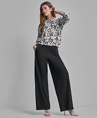 Dkny Women's Long-Sleeve Printed Crew Neck Sweater