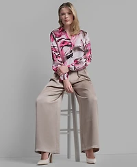 Dkny Women's Geometric Print Collared Shirt