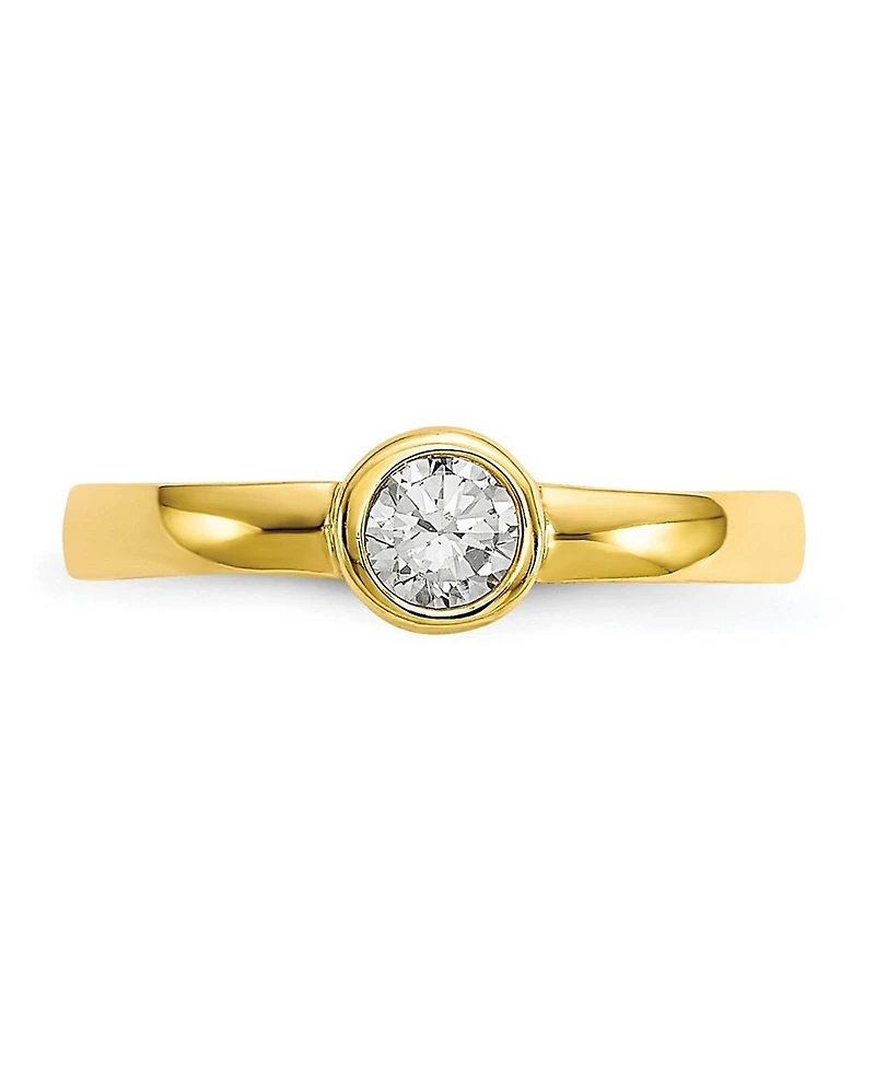 Curata Jewelry Solid 10k Yellow Gold Bezel-set Round Cubic Zirconia Adjustable Toe Ring