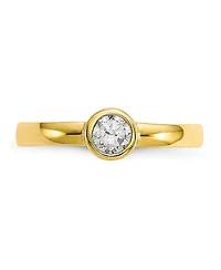 Curata Jewelry Solid 10k Yellow Gold Bezel-set Round Cubic Zirconia Adjustable Toe Ring