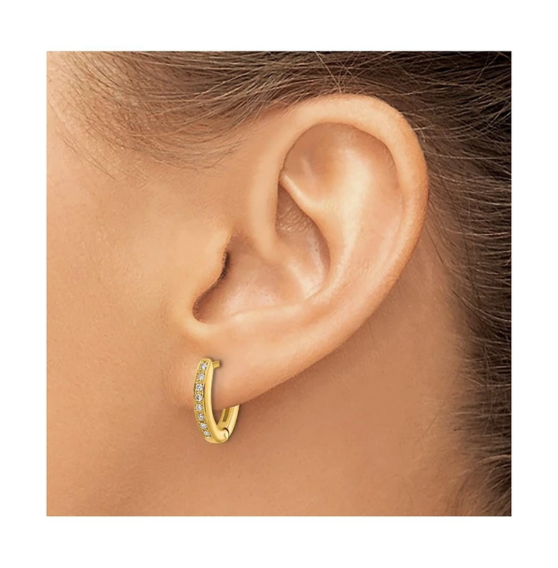 Curata Jewelry 18k Yellow or White Gold 0.16cttw Diamond Wishbone Hoop Earrings