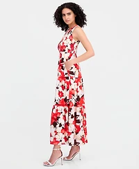 Anne Klein Petite Smocked Bodice Sleeveless Maxi Tier Dress