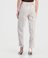 Anne Klein Women's Linen-Blend Striped Pull-On Pants