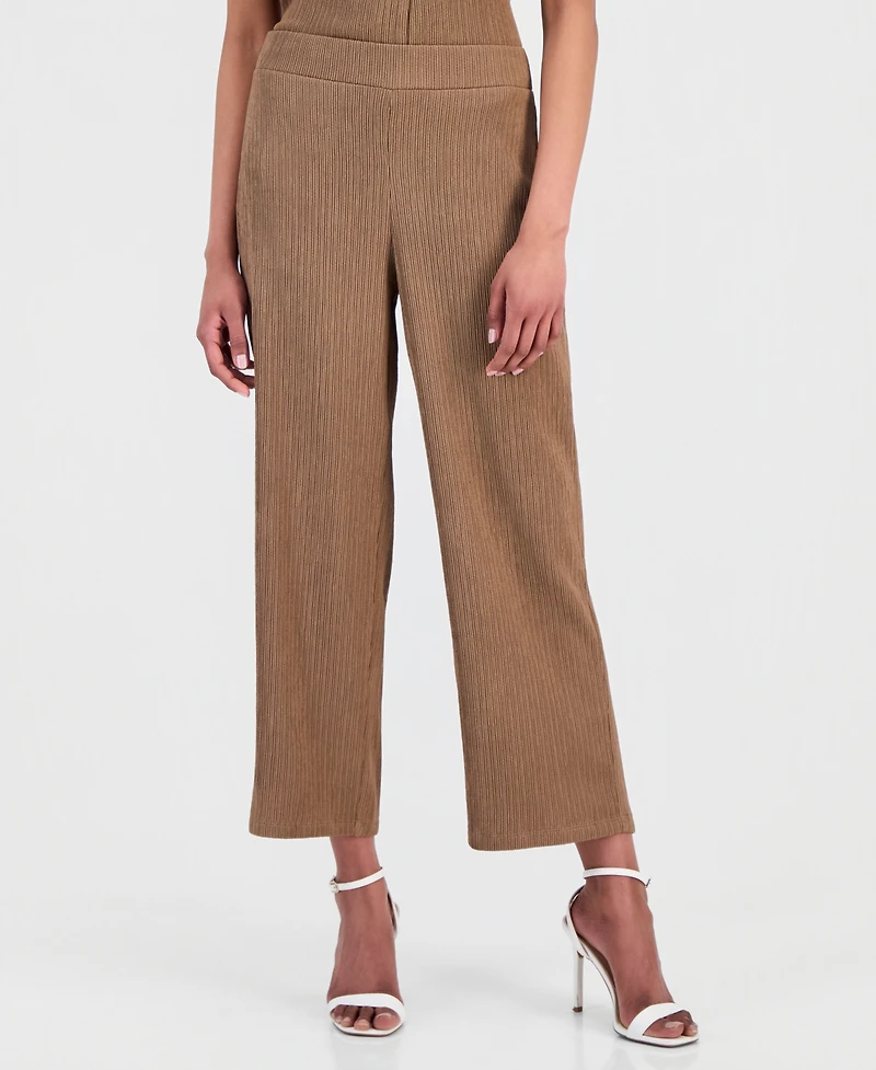 Anne Klein Women's Crinkle-Knit Pull-On Wide-Leg Pants