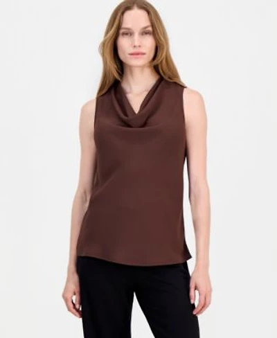 Anne Klein Womens Cowlneck Sleeveless Blouse