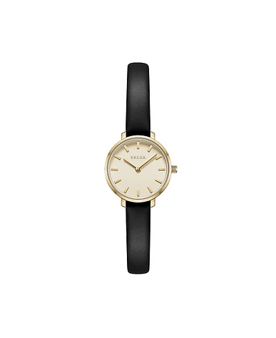 Breda Beverly 1730m Gold and Black Leather Band Watch, 25mm