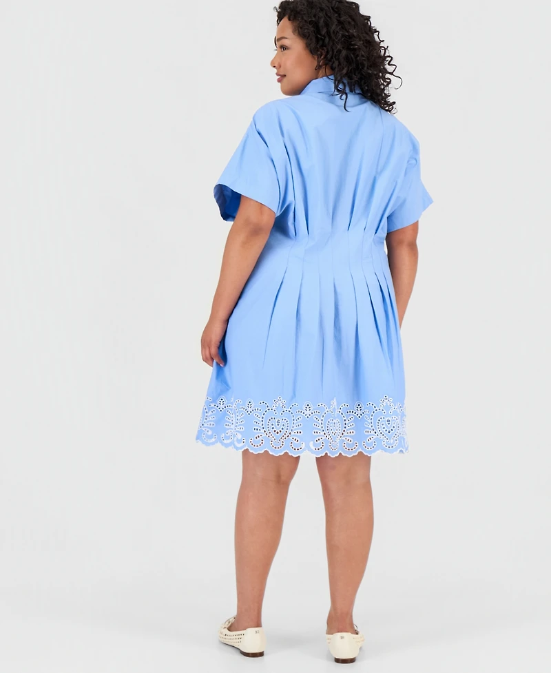 On 34th Trendy Plus Lotus Sprigs Cutwork Mini Shirtdress, Macy's Exclusive