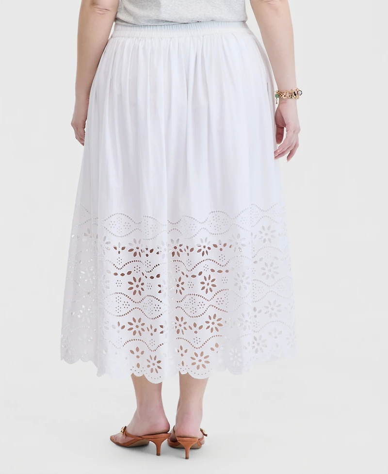 On 34th Trendy Plus Eyelet-Embroidered Midi Skirt, Macy's Exclusive