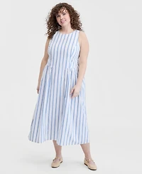 On 34th Trendy Plus Bayside Stripe Sleeveless Midi Dress, Macy's Exclusive