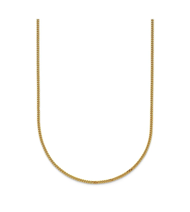 Curata Jewelry Solid 18k Yellow Gold Italian 1.2mm Thin Curb Chain Necklace