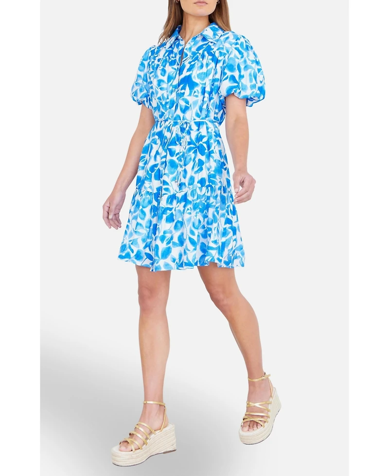 Yumi Women's Floral Print Relaxed Shirt Dress