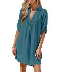 Cupshe Women's Throw It On White Cover-Up Mini Beach Dress