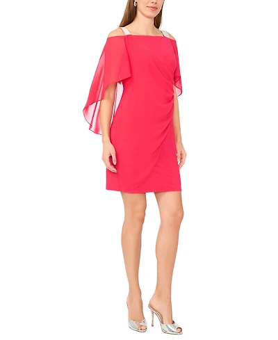 Msk Petite Ruched Cape Dress