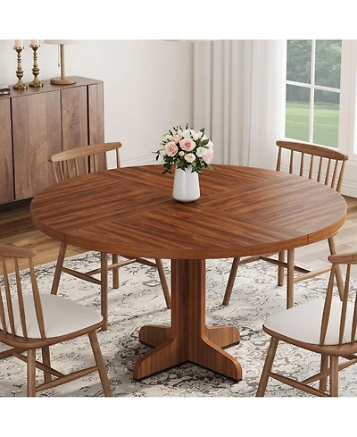gaomon 47 Inch Round Dining Table for 4-6 People,with Wooden Tabletop and Legs