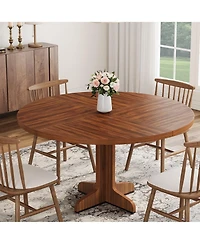 gaomon 47 Inch Round Dining Table for 4-6 People,with Wooden Tabletop and Legs