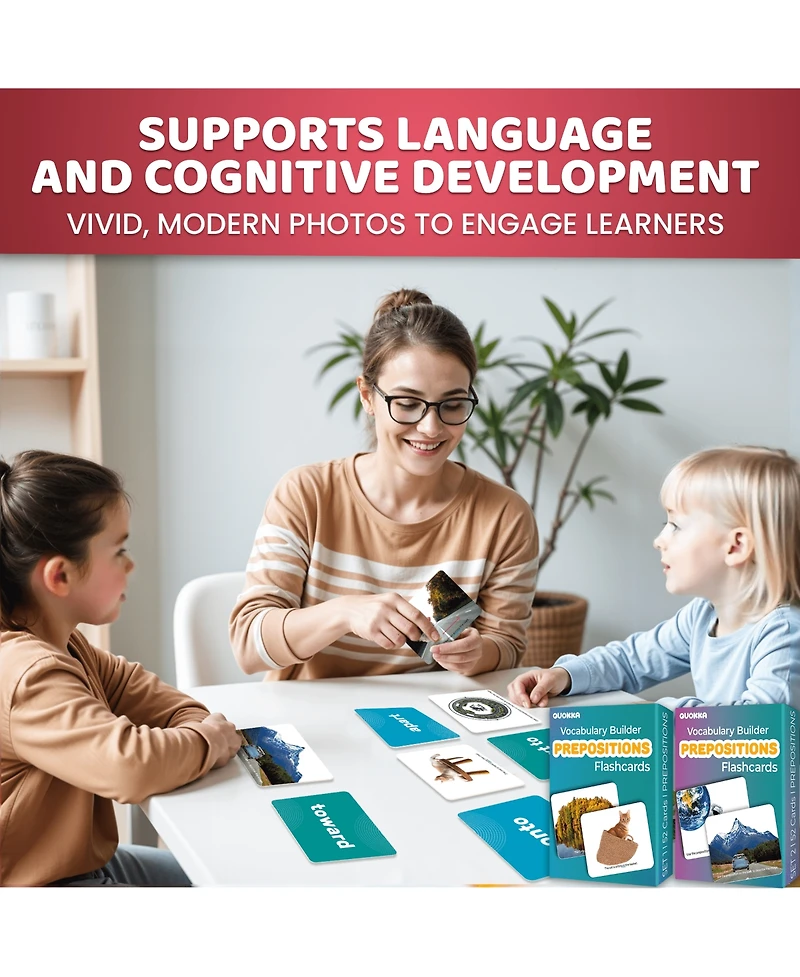 Quokka Flash Cards Set of 2 for Kids – Vocabulary Builder with Words, Sentences & Action Verbs