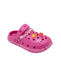 Bebe Little Girls Lightweight Eva Clog with Chain Logo Grosgrain Ribbon and Charms