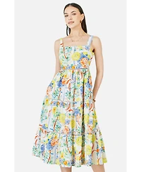 Yumi Women's Print Cotton Midi Sun Dress