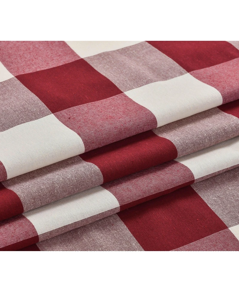 Kate Aurora Country Farmhouse Rod Pocket Buffalo Plaid Gingham Tie Up Window Curtain Panel