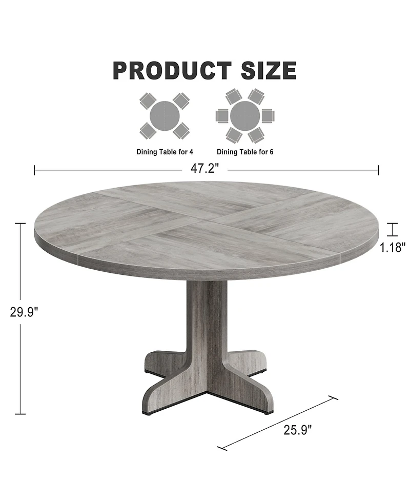 gaomon 47 Inch Round Dining Table for 4-6 People,with Wooden Tabletop and Legs(Only Table)