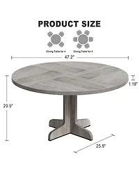 gaomon 47 Inch Round Dining Table for 4-6 People,with Wooden Tabletop and Legs(Only Table)