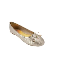 Bebe Girl's Ballet Flats - with Cherry Charm, Elastic Bow, and Logo Aglets