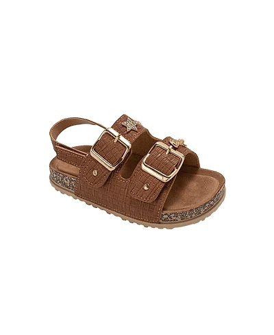 Bebe Girls Footbed Sandals - Comfortable Design with Double Buckle and Charms