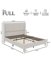 gaomon Wingback Bedframe, Corduroy Upholstered Bed Frame, No Box Spring Needed
