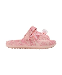 Bebe Little Girls Girl's Eva Comfy Slides - with Cute Marble Print and Charms