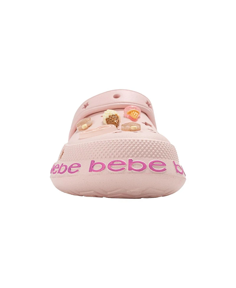 Bebe Girls Eva Slip - On with Treat and Logo Charms Clogs