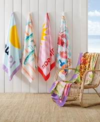 The Beach House Cotton Salty Sardines Printed Beach Towel, 38" x 70"