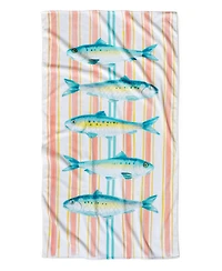 The Beach House Cotton Salty Sardines Printed Beach Towel, 38" x 70"