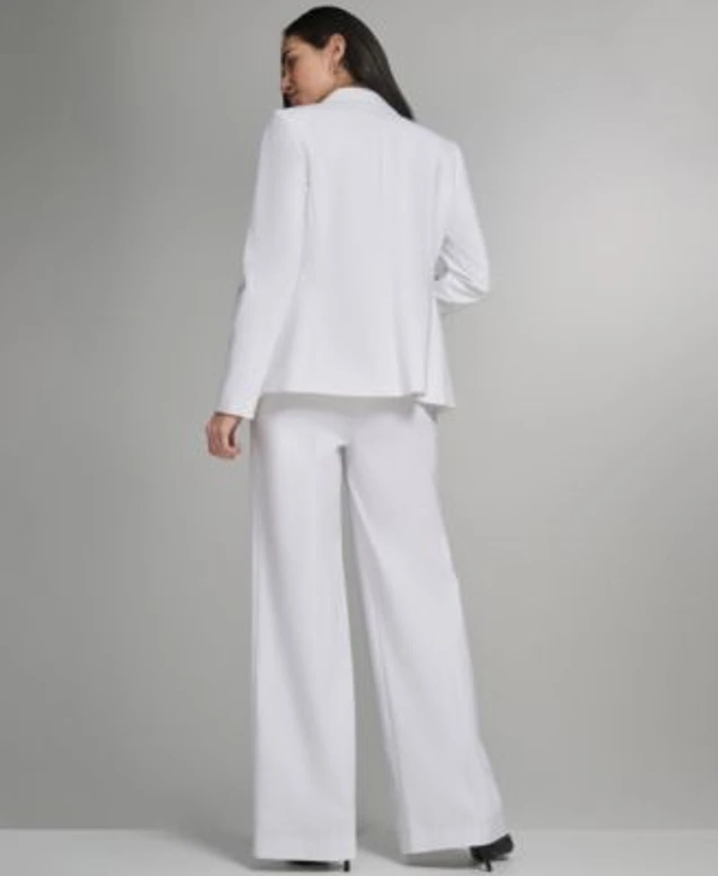 Calvin Klein Womens Two Button Jacket Printed Sleeveless Pleat Neck Cami Mid Rise Wide Leg Pants