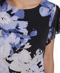 Calvin Klein Women's Mixed Media Cap-Sleeve Top