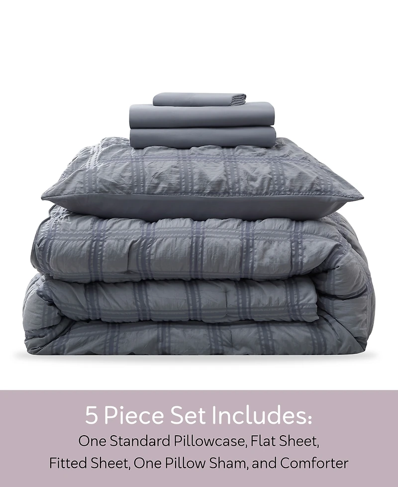 Nestl Luxury Soft Seersucker Design 5-Pc. Comforter Set, Twin/Twin Xl