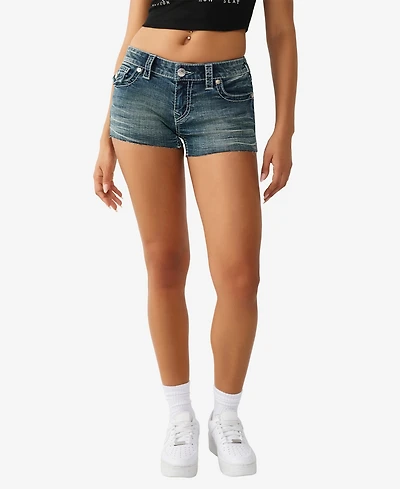 True Religion Women's Joey Low-Rise Big T Flap Shorts