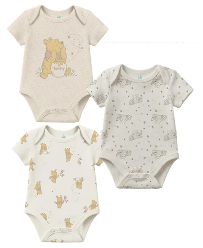 Disney Baby Boys' or Girls' Crewneck Bodysuit, 3-Pack