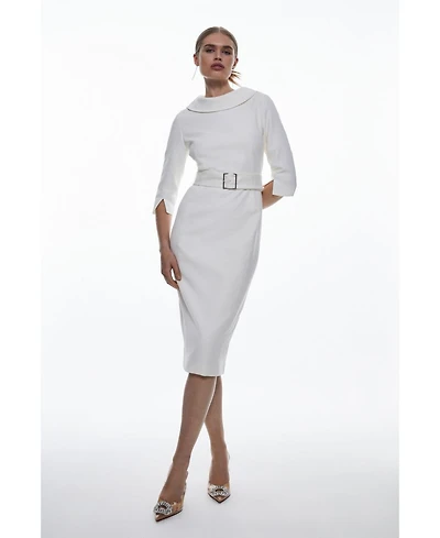 Karen Millen Women's Crepe Roll Neck Pencil Midi Dress