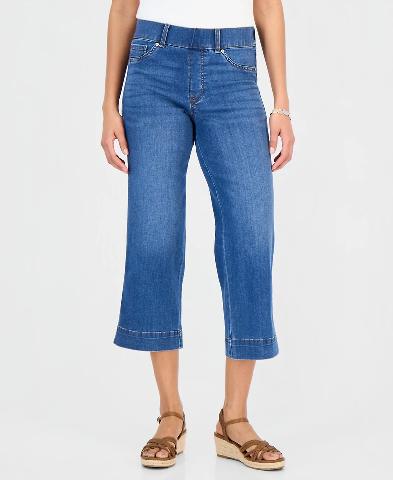 Style & Co Petite High Rise Shaping Cropped Wide Leg Jeans, Macy's Exclusive