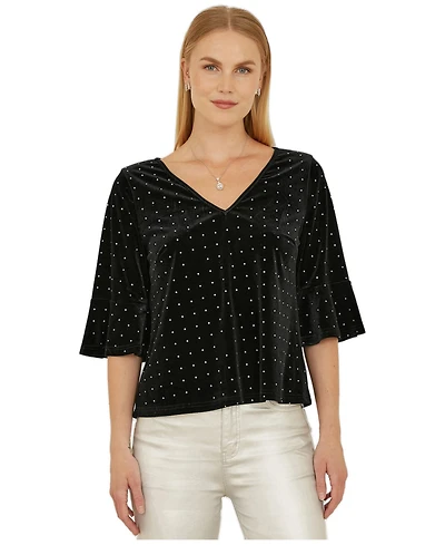 Yumi Women's Fluted Sleeve Relaxed Fit Top