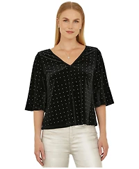 Yumi Women's Fluted Sleeve Relaxed Fit Top